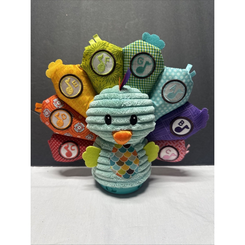 Infantino Musical Peacock Plush Tags Key Notes Plays Music 4 Modes Play